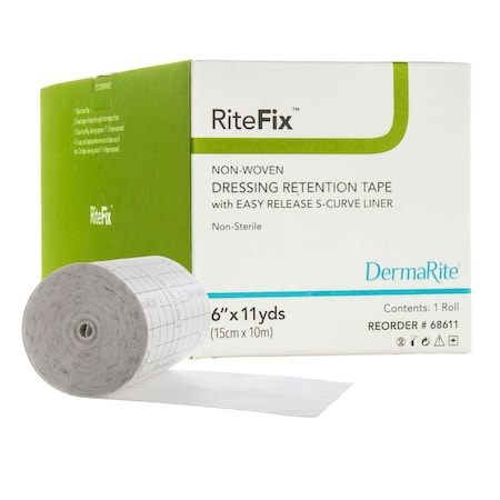 Ritefix Nonwoven Dressing Retention Tape, 6 Inch x 11 Yard, White 68611